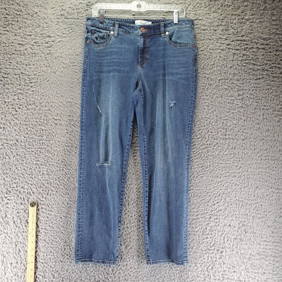 L.L. Bean Jeans Womens 10 Petite Blue Signature Straight Stretch Organic Denim - Picture 1 of 11